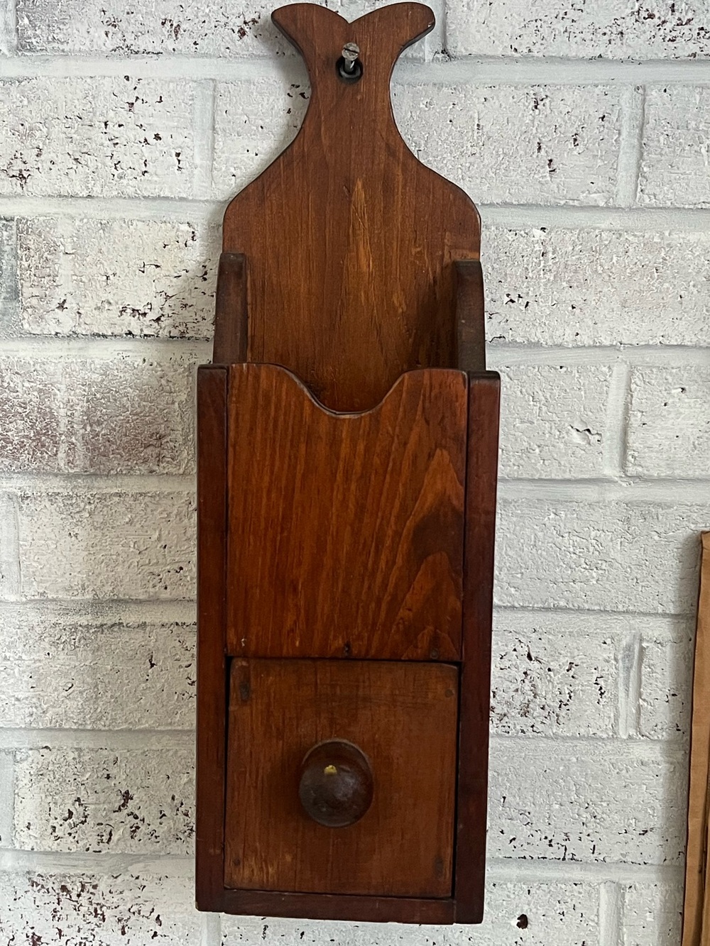 Vintage Wooden Wall box with Drawer - Brown